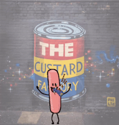 Anthropomorphic Sausage With Custard Factory Can