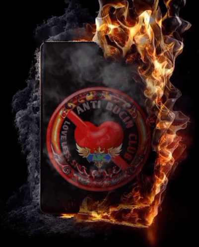 Anti Bugun Club Logo Surrounded by Flames and Smoke