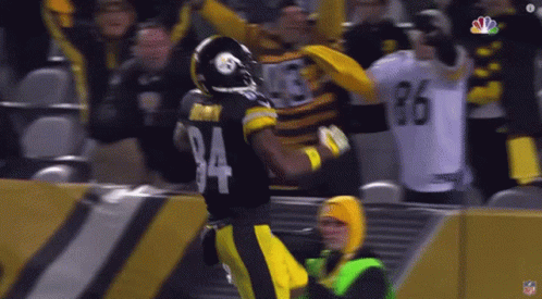 Antonio Brown Hugging Goal Post GIF
