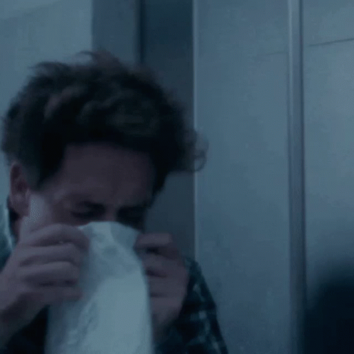 Man In Rest Room Anxiety Breathing GIF