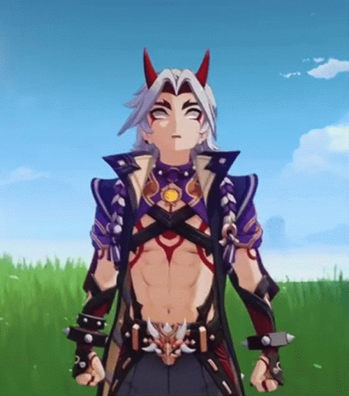 Anxious Arataki Itto Looking Up GIF