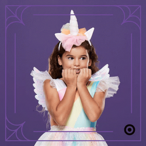 Anxious Kid Unicorn Costume Nail Biting GIF