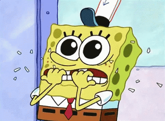 Anxious Nail Biting Spongebob Paranoid Nervous GIF