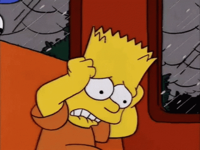 Anxious Worried Stress Bart Simpson Bus Rain GIF