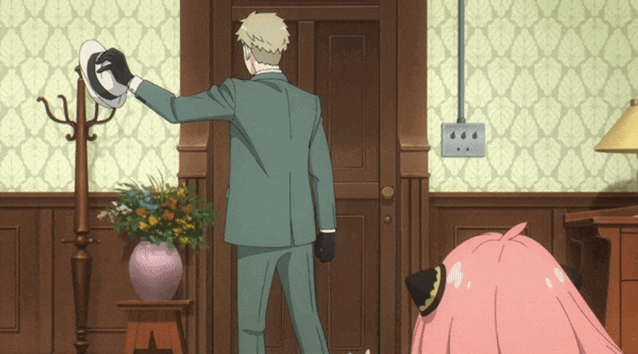Anya Forger Clinging To Loid Forger GIF