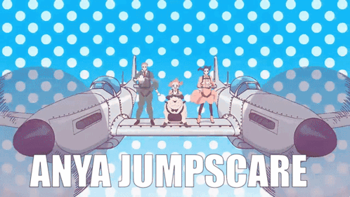 Anya Jumpscare Blue and White Polka Dot Poster