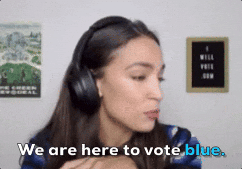 Aoc Encouraging Followers To Vote Blue GIF