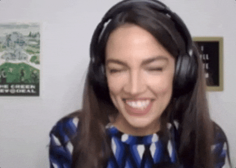 Aoc Giggly Politician Feeling Hot GIF