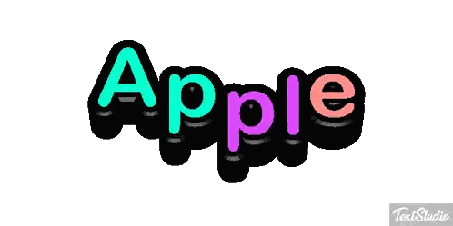 Apple in Pink and Yellow Letters