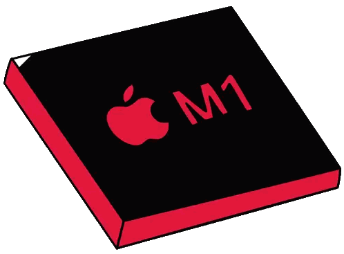 Apple M1 Logo on Black Red Box