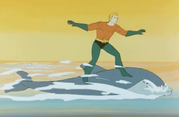 Aquaman Riding A Dolphin GIF