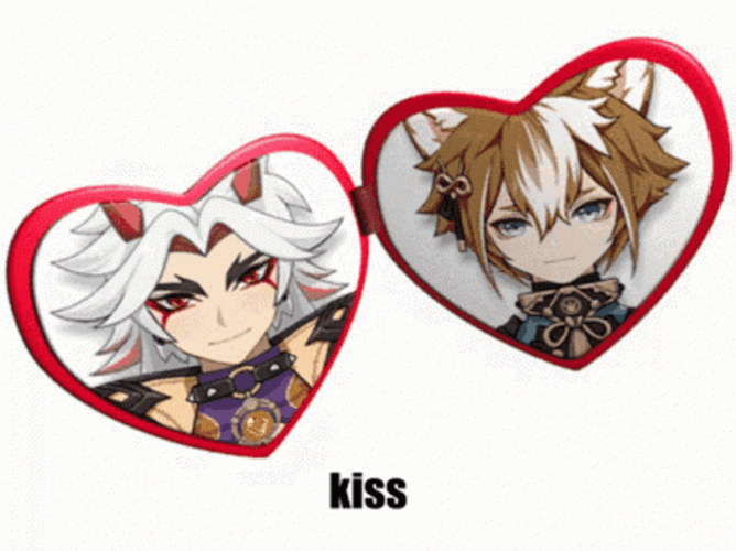 Arataki Itto Kujou Sara Heart Locket Kiss GIF