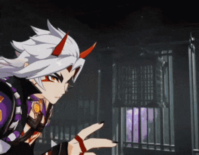 Arataki Itto Releasing Powerful Flame GIF