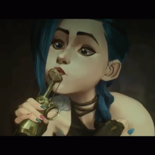 Arcane Jinx Blowing Silco Syringe GIF