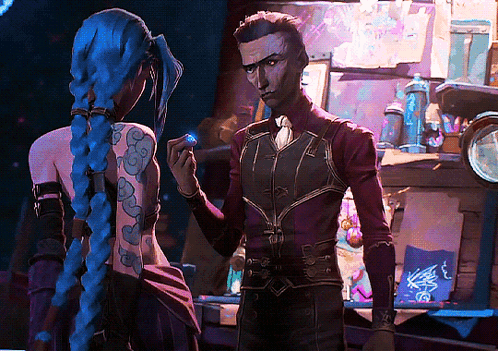 Arcane Jinx Hugged Silco GIF