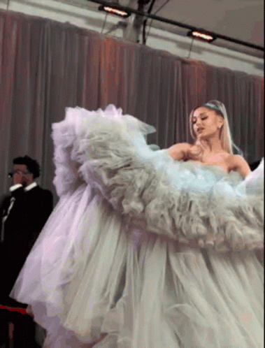 Ariana Grande in Large White Dress