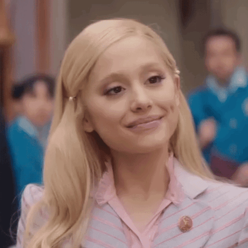 Ariana Grande in Pink and Blue Striped Outfit