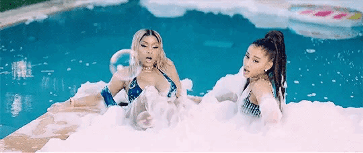 1189px x 500px - Ariana Grande Nicki Minaj Bubble Pool GIF | GIFDB.com