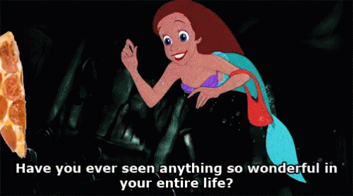 Ariel From Little Mermaid Holding Pepperoni Pizza GIF
