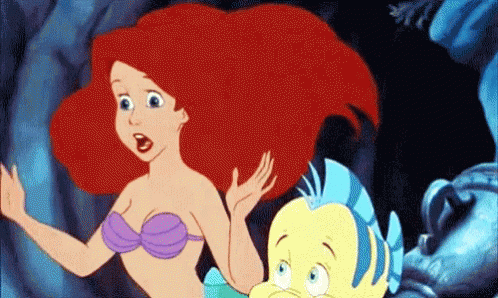 Ariel Standing Next To Flounder GIF