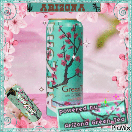 Arizona Green Tea Can With Cherry Blossoms GIF
