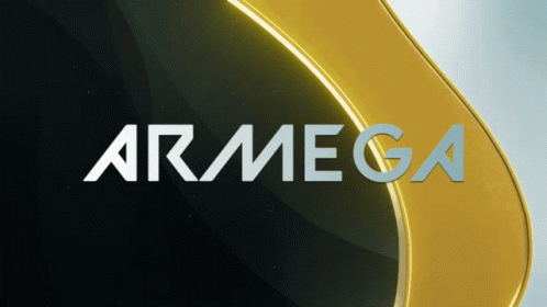 Armega Word on Black and Yellow Background