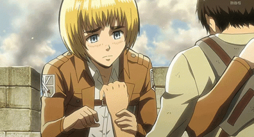 Armin Arlert And Eren Yeager Hold Hands GIF