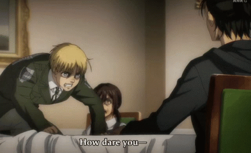 Mikasa Ackerman Stopping Armin Arlert Punching Eren Yeager GIF