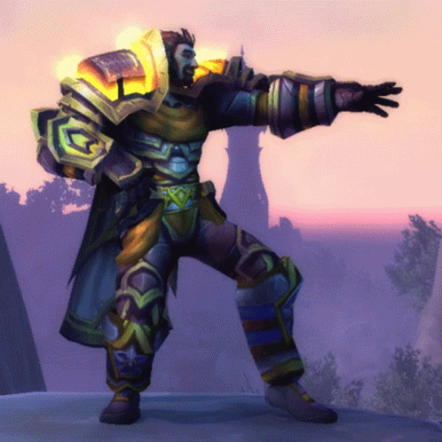 Armored Man Arms Outstretched Pink Sky GIF
