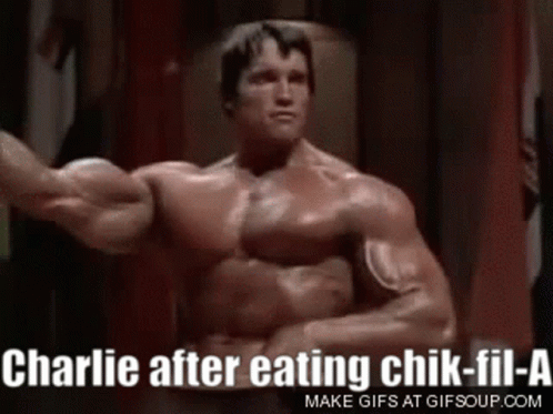 Arnold Schwarzenegger Charlie After Eating GIF