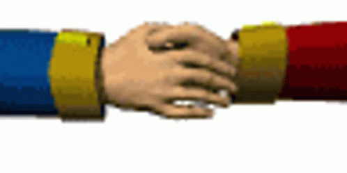 Arnold Handshake Blue And Red Suit GIF