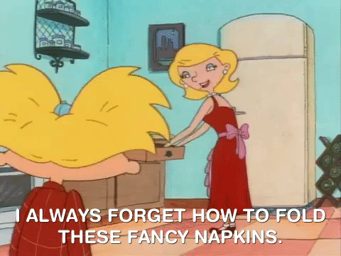 Arnold's Mother Always Forget Folded Fancy Napkins GIF