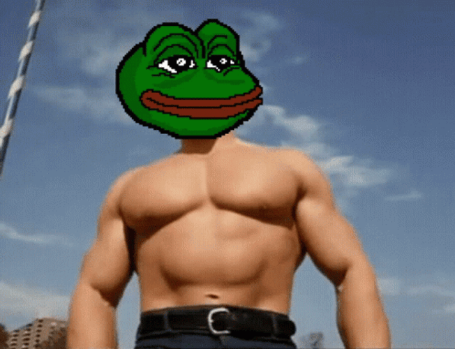 Arnold Schwarzenegger Flexing Muscle In Frog Head GIF