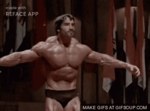 Arnold Schwarzenegger Flexing Muscles GIF