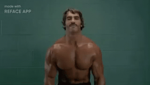 Arnold Schwarzenegger Lifting Dumbbells Arms Outstretched
