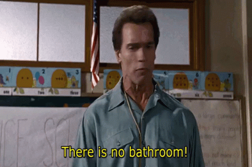 Arnold Schwarzenegger Says There Is No Bathroom In Front Of A Classroom GIF
