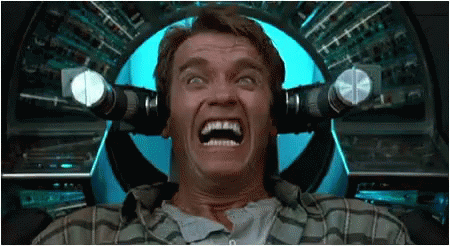 Arnold Schwarzenegger Screaming in Chair