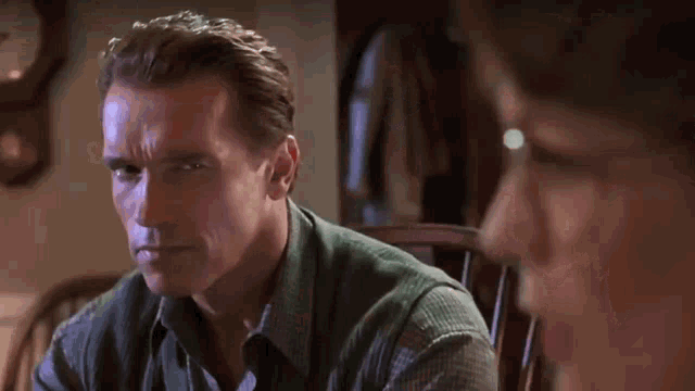 Arnold Schwarzenegger Suspicious Staring GIF