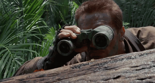 Arnold Schwarzenegger Using Binocular Predator GIF