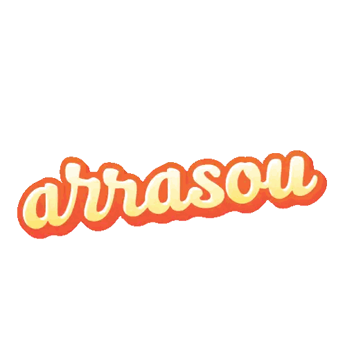 Arrasou Text in Orange and Yellow