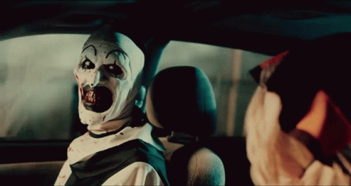Art The Clown Sitting In Car With Girl GIF