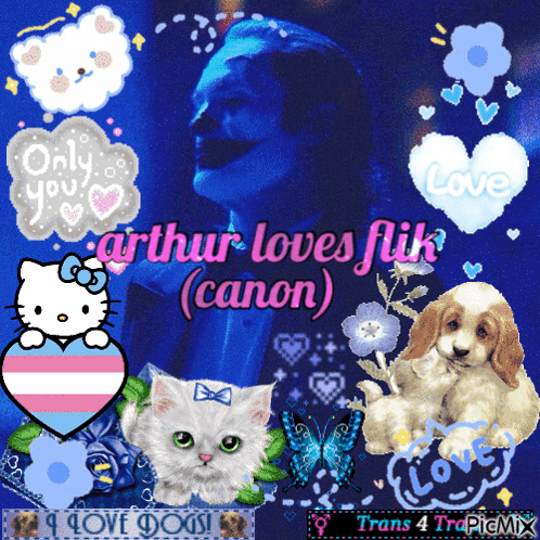 Arthur Loves Flik Pink Text Blue Background GIF