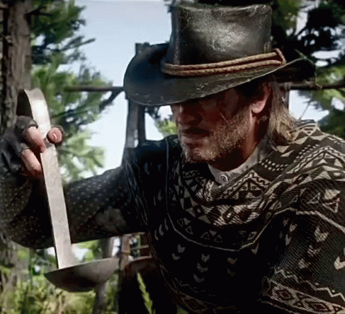 Arthur Morgan Holding Soup Ladle GIF