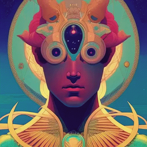 Artistic Abstract Face Colorful Optical Illusion GIF