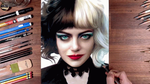 Artistic Cruella Drawing GIF