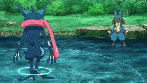 Ash Greninja Lucario Encounter GIF
