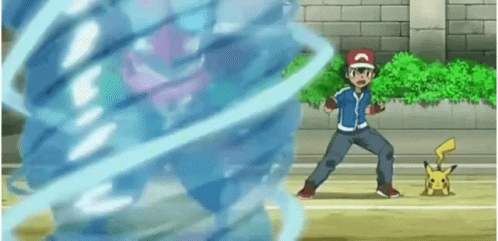 Ash Greninja Pikachu Staring GIF