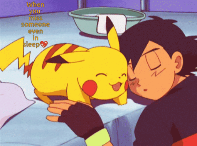 Ash Ketchum And Cute Pikachu Sleeping GIF