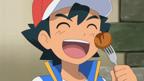 Ash Ketchum Happy Eat GIF