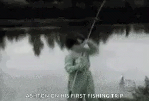 Ashton On His First Funny Fishing GIF